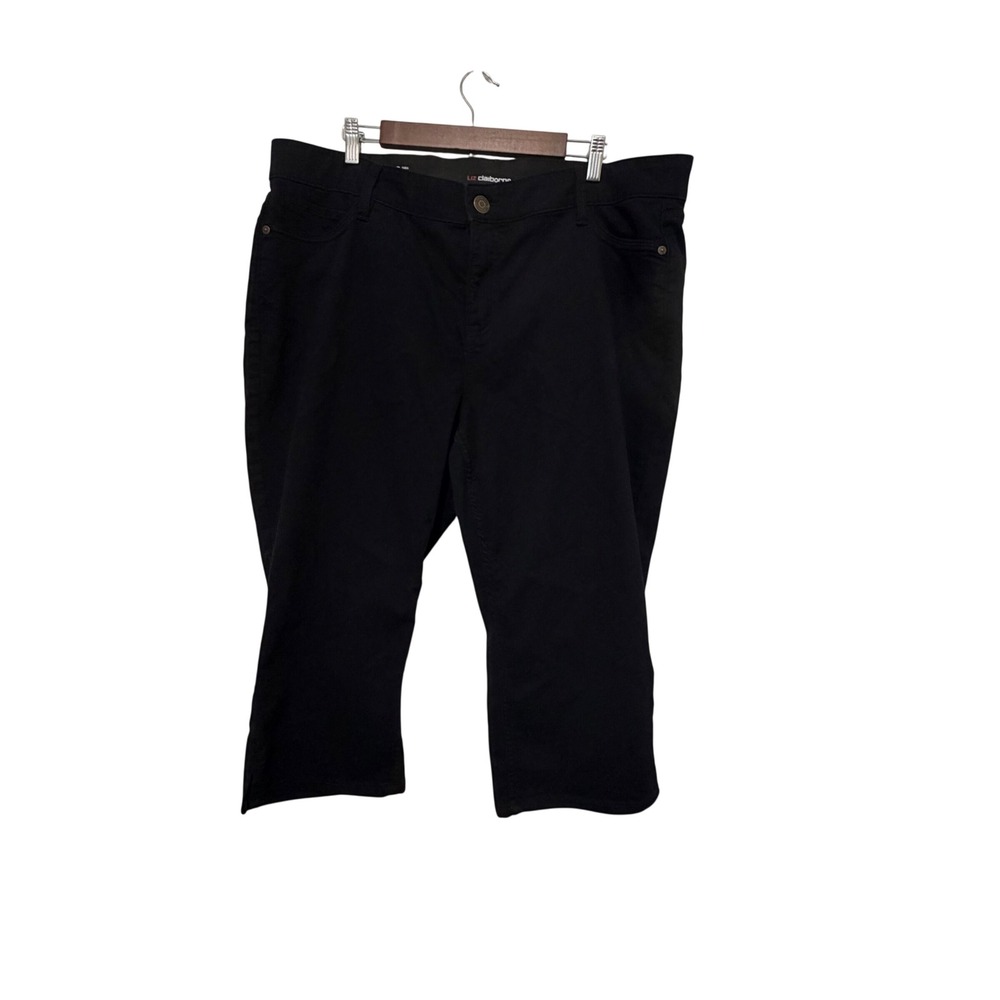Liz Claiborne Sara Crop Mid-Rise Black Pants Women's Size 20P Stretch Cropped